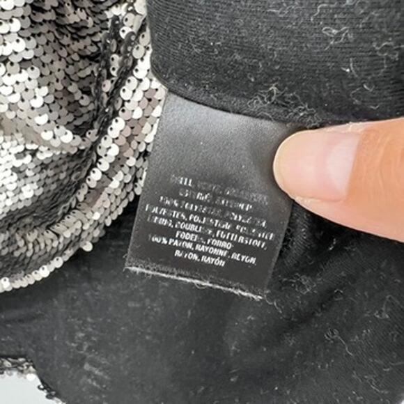 Anthropologie Vanessa Virginia Sequin Short Sleeve V-Neck Top Silver Women's XS - Picture 5 of 6